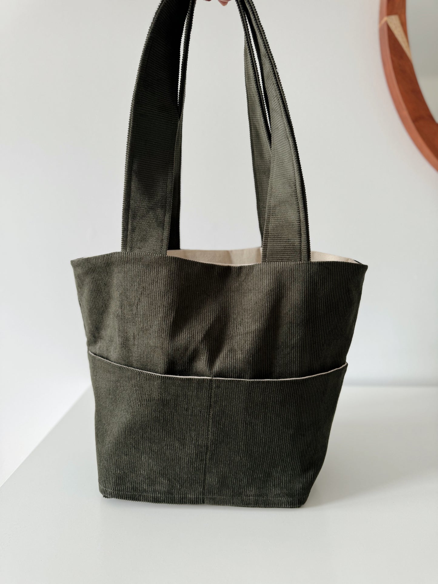Hunter Green Corduroy Mini Everyday Tote Bag