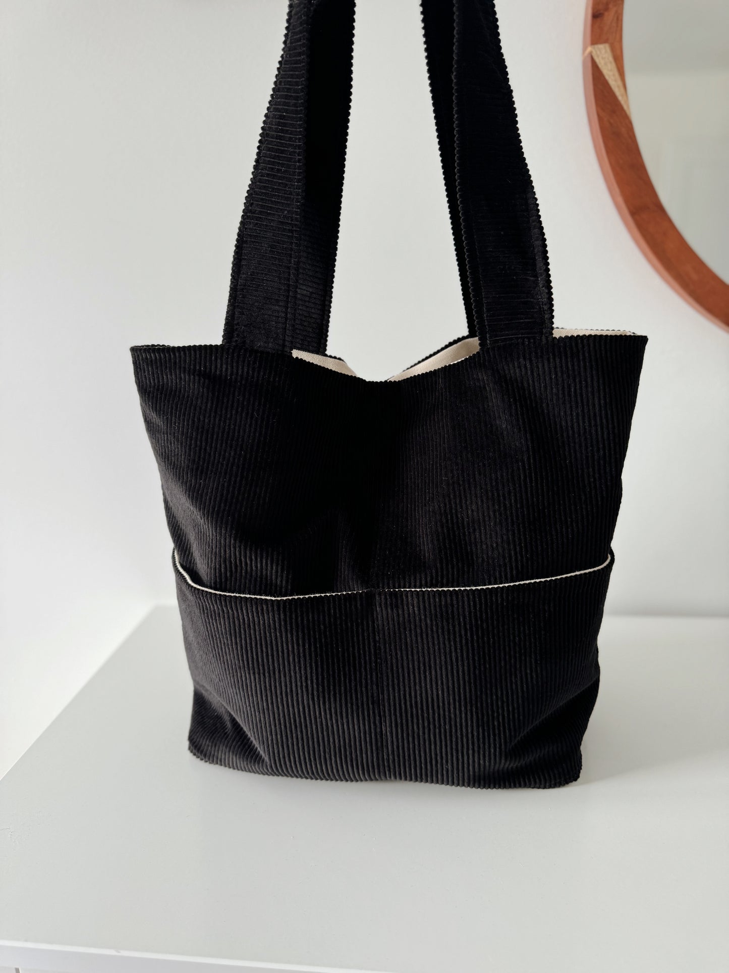 Black Corduroy Everyday Tote Bag