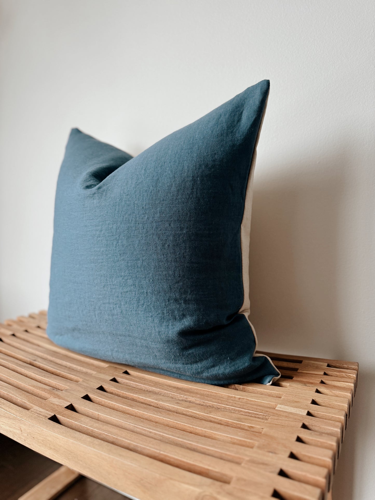 Steel Blue Woven Pillow Cover